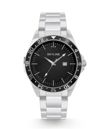 RELOJ HOMBRE ACERO INOXIDABLE PLATA CON ESFERA NEGRA