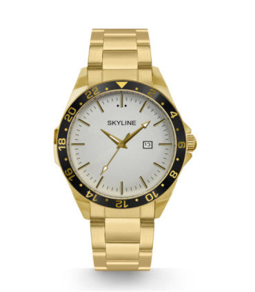 RELOJ HOMBRE ACERO INOXIDABLE DORADO CON ESFERA BLANCA