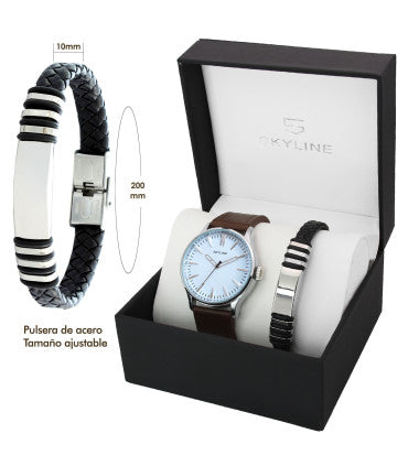 SET RELOJ DE CUERO Y PULSERA